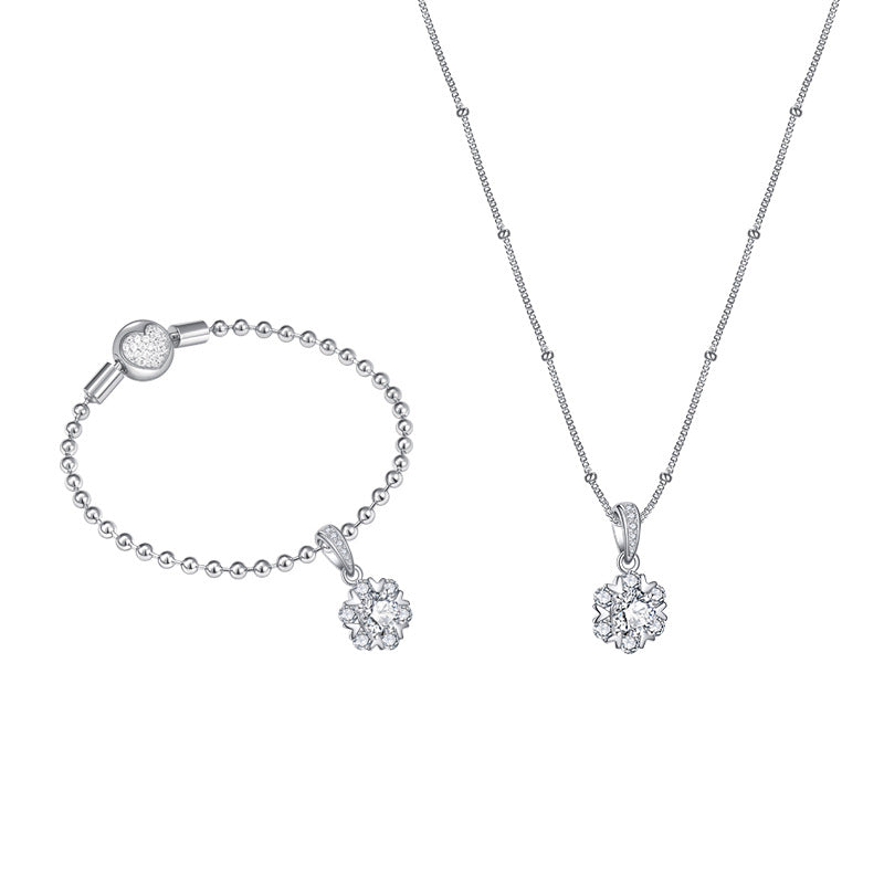 Snowflake 925 silver pendant niche design necklace female DIY personality matching beaded gift jewelry