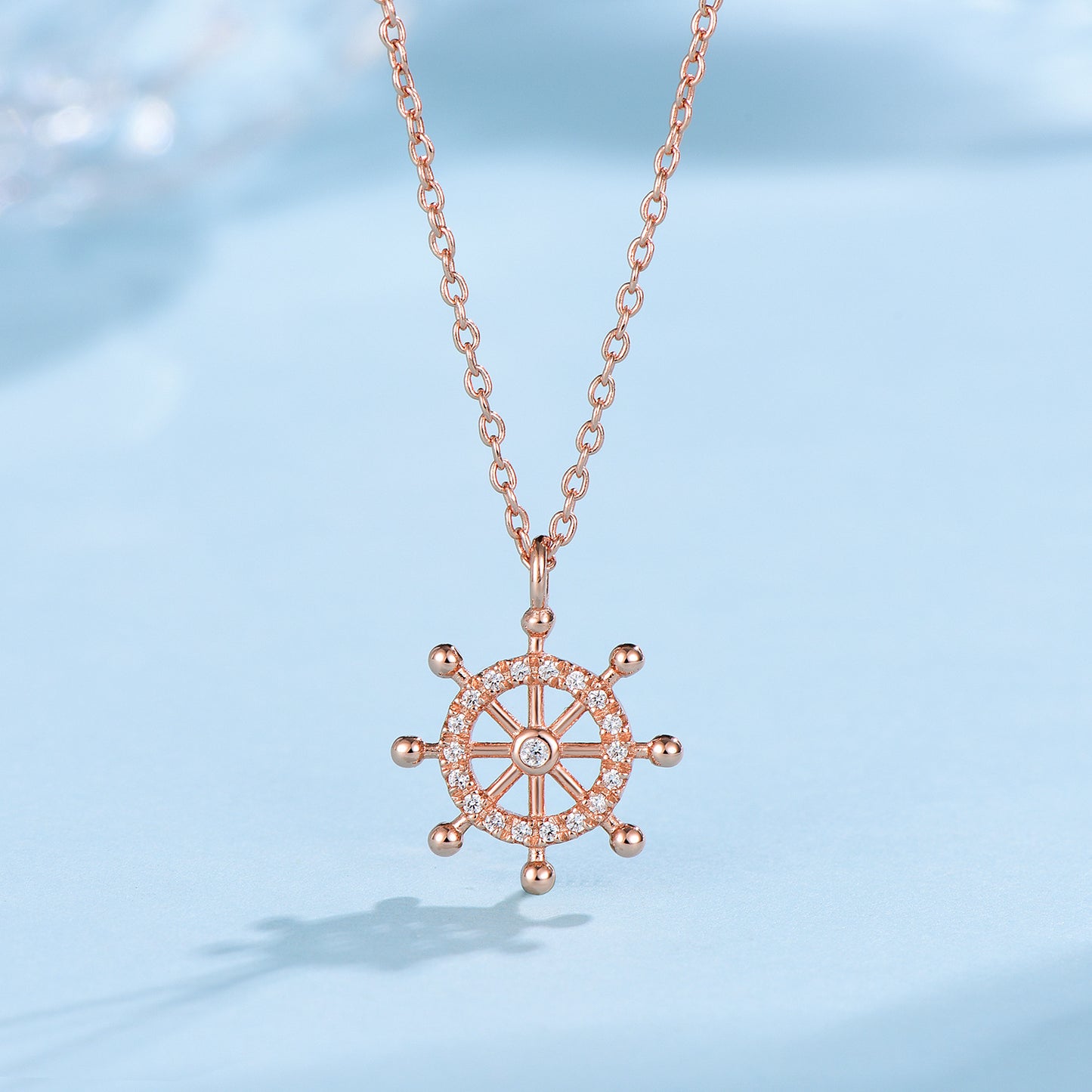 925 sterling silver necklace for women, new niche design, rudder earrings, exquisite and simple compass earrings, clavicle chain