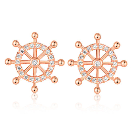 925 sterling silver necklace for women, new niche design, rudder earrings, exquisite and simple compass earrings, clavicle chain