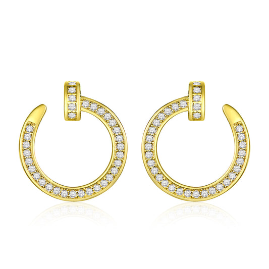 Simple, exquisite, cold style, short earrings, temperament, niche design, crescent earrings, 925 silver needle short