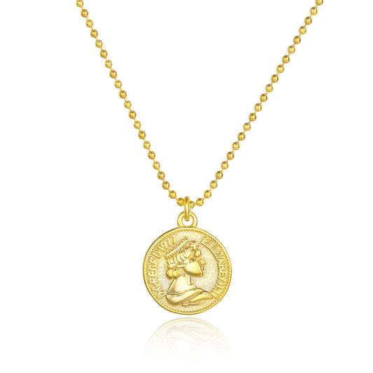 925 sterling silver Queen's head necklace for women, hip-hop retro coin pendant
